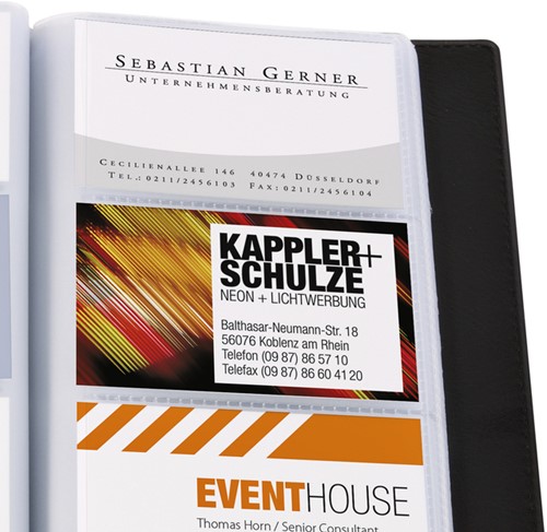 Visitekaartmap Sigel VZ172 voor 192 kaarten 90x58mm kunstleer zwart-2