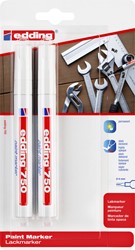 Paintmarker edding 750 op oliebasis 2-4mm wit blister à 2 stuks