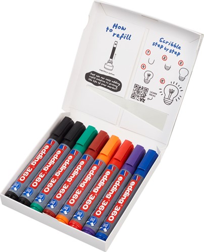 Whiteboardmarker edding 360 rond 1.5-3mm assorti 8 stuks-3
