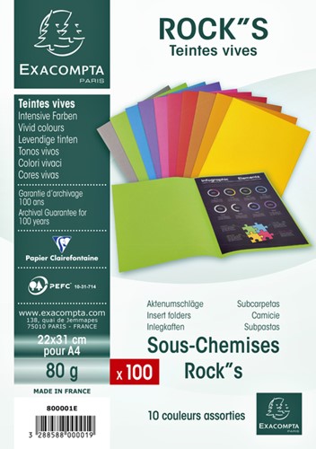 Vouwmap Exacompta ROCK'S A4 80g assorti 100 stuks-2