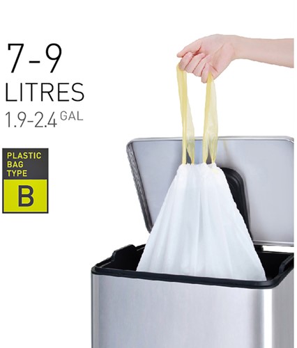Afvalzak EKO MDPE type B met trekband 40x45cm 7-9L wit rol à 25 stuks