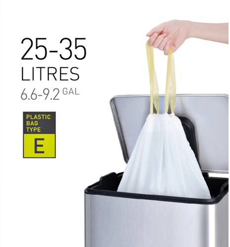 Afvalzak EKO MDPE type E met trekband 55x70cm 25-35L wit rol à 12 stuks
