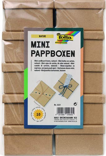 Doos karton Folia mini 7,5x7,5x4,5cm 10 stuks kraft