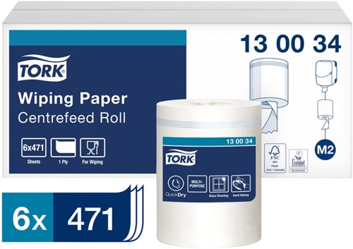 Poetspapier Tork M2 Premium 1-laags 165m wit 130034