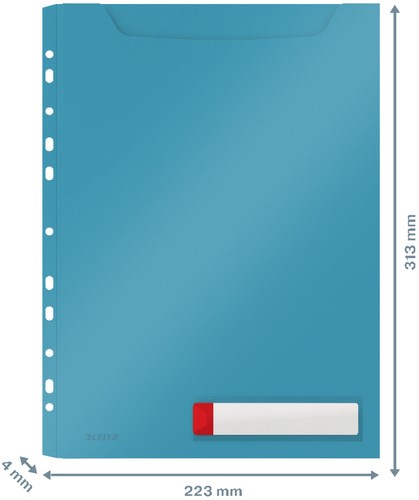 Insteekmap U-model Leitz Cosy harmonica A4 met perforatiestrip PP blauw-2
