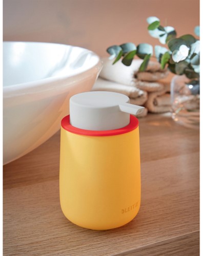 Handzeepdispenser Leitz Cosy voor handzeep 300ml geel-2