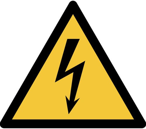 Pictogram bordje Djois Waarschuwing: elektrische spanning 200x176mm geel