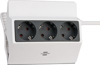 Stekkerdoos Brennenstuhl bureau klembaar 3 voudig 3 meter grijs/wit