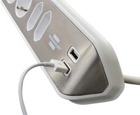 Stekkerdoos Brennenstuhl bureau Estilo 4 voudig inclusief 2 USB 2 meter wit/zilver-2