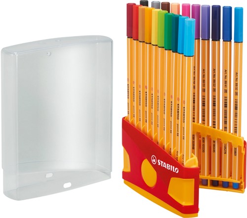 Fineliner STABILO point 88 ColorParade rollerset geel/rood F ass 20st-2