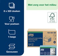 Reinigingsdoek Tork W8 Premium 1-laags 40 vel blauw 194450-2
