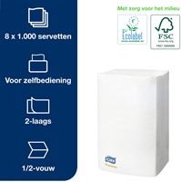 Servet Tork N4 Xpressnap Premium 1/2 vouw 2-laags 213x165mm 1000 vel wit 15850-3