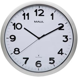 Wandklok MAUL Step RC Ø40x5cm zilver kunststof frame incl.batterij