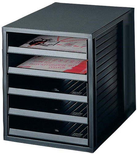 Han ladenblok met open laden, zwart-2