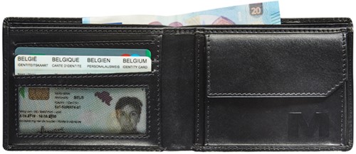 Portemonee Maverick All Black compact met kleingeldvak RFID leer zwart-3