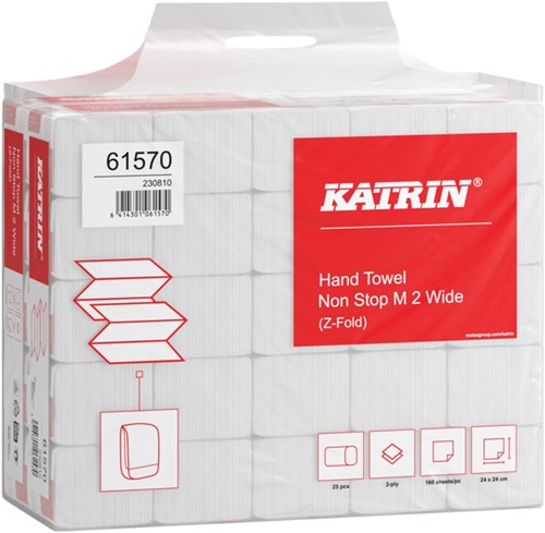 Handdoek Katrin z-vouw 2-laags 240x240mm 25x160 vel wit 61570-3