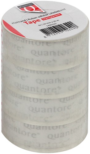 Plakband Quantore 19mmx25m transparant 4 rollen