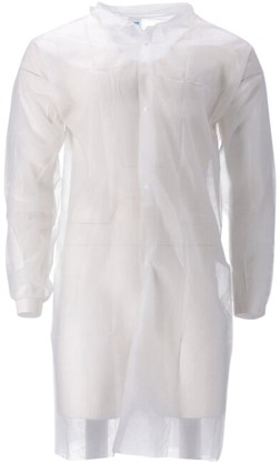 Bezoekersjas CMT XL non-woven drukknopen 104cm lang PP wit 100 stuks