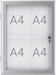Buiten- binnenvitrine wand MAULexcite whiteboard 4xA4 met slot