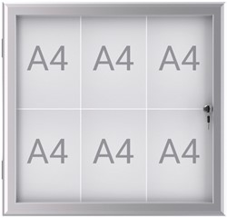 Buiten- binnenvitrine wand MAULexcite whiteboard 6xA4 met slot