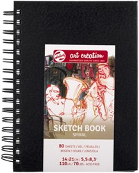 Schetsboek Talens Art Creation 80 witte vellen 110gr 140x210mm spiraal zwart