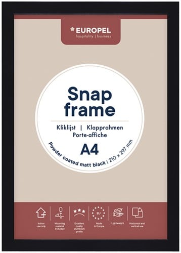 Kliklijst Europel A4 25mm mat zwart
