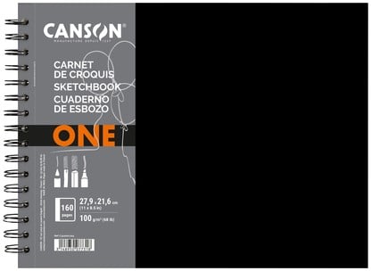 Tekenboek Canson One Art Book 80 witte vellen 100gr 279x216mm zwart