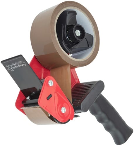 Verpakkingstape dispenser Rapesco Germ-Savvy 960 antibacterieel met bruine tape zwart
