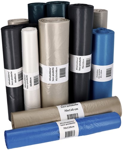 Afvalzak Cleaninq 60x90cm LDPE recycled T50 70L grijs rol à 25 stuks-2