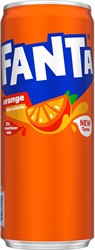 Fanta Orange frisdrank, sleek blik van 25 cl, pak van 24 stuks.