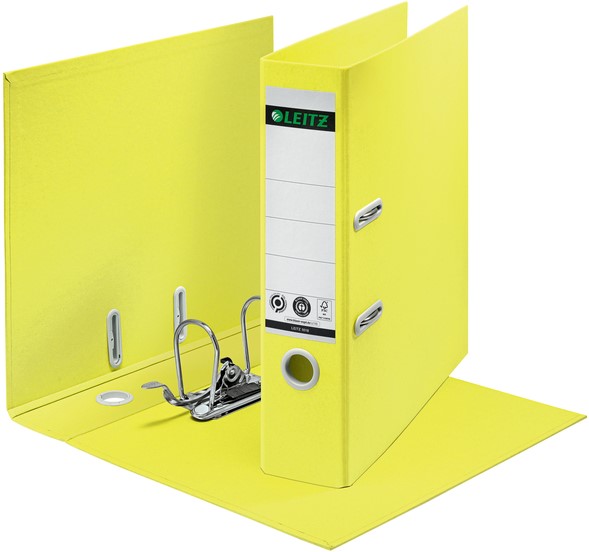 Archivador De Palanca Leitz Cosy A4 - Capacidad 600 Hojas, Apertura De 180°, Color Amarillo Cálido, Mecanismo De 5 Años De Garantía