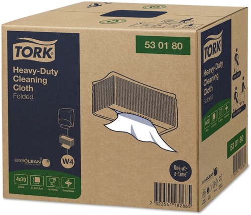 Reinigingsdoek Tork W4 Premium Heavy-Duty gevouwen 1-laags 4x70 vel wit 530180