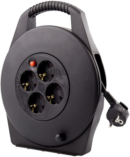 Kabelhaspel BRASQ  4 voudig 15 meter zwart