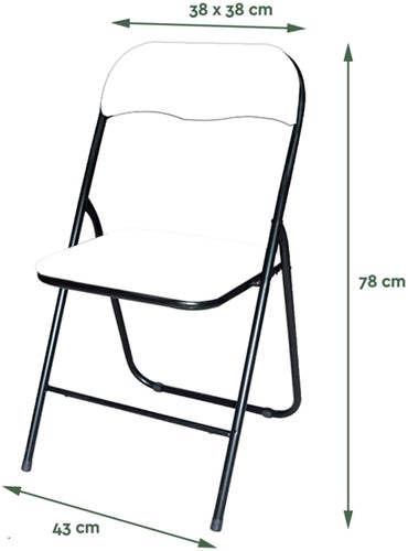 Klapstoel BRASQ FC100 Wit-zwart-2