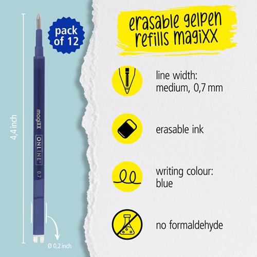 Gelschrijvervulling Online Magixx medium blauw doos à 12 stuks-2