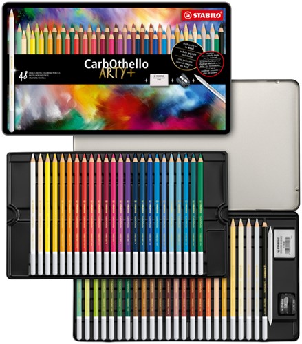 Kleurpotloden STABILO CarbOthello kalkpastel assorti blik à 48 stuks-3