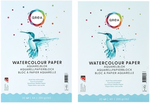 Aquarelblok Qrea A5 20vel 200gr gelijmd-2