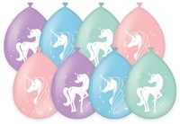 Ballonen Unicorn 30 cm 8 stuks pastel