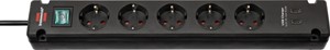 Stekkerdoos Brennenstuhl Bremounta 5vdig incl 2 USB 3m zwart One-Stop