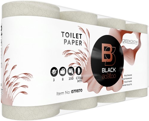 Toiletpapier BlackSatino GreenGrow CT10 3-laags 8x250vel naturel 079870