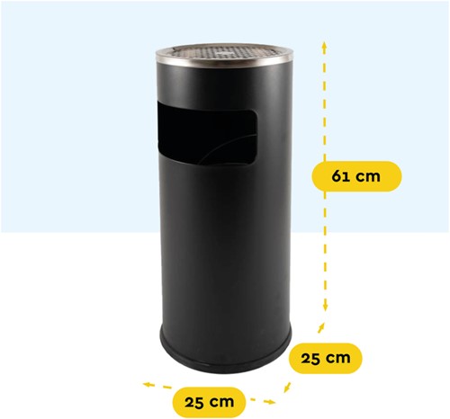 Afvalbak met asbak BRASQ 11 liter AT500 zwart-2