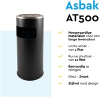 Afvalbak met asbak BRASQ 11 liter AT500 zwart-3