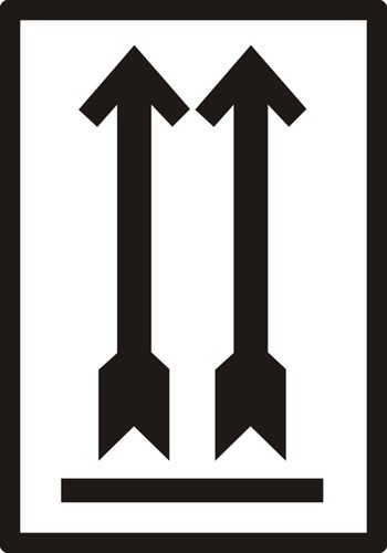 Waarschuwingsetiket IEZZY pijl omhoog 70x100mm 500 stuks