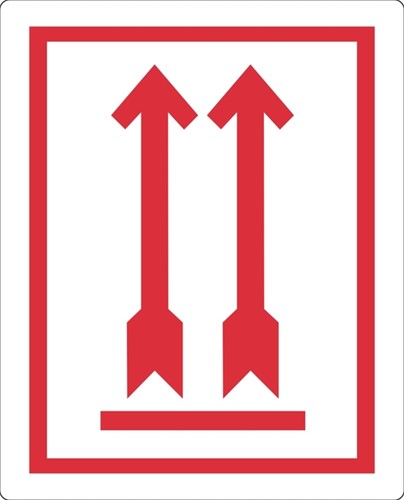 Waarschuwingsetiket IEZZY pijl omhoog 74x105mm 500 stuks