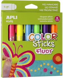 Apli Kids color sticks fluor, blister met 6 stuks