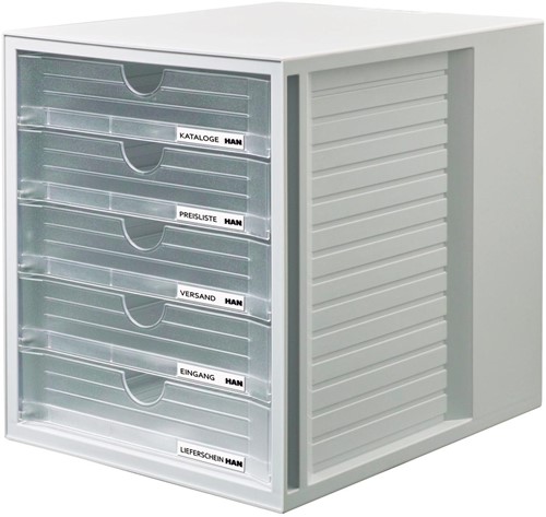 Han ladenblok Systembox met 5 gesloten laden, transparant