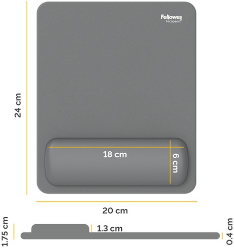 Muismat met polssteun Fellowes Breyta grijs-2