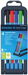 Schneider balpen Slider Edge, extra breed, geassorteerde kleuren, opstelbare doos van 4 stuks