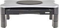 Desq monitorstandaard, met draaiplateau en 2 lades, zilver/zwart