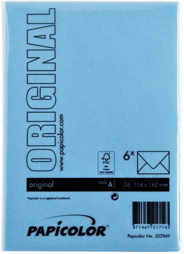 Envelop Papicolor C6 114x162mm hemelsblauw pak à 6 stuks-2